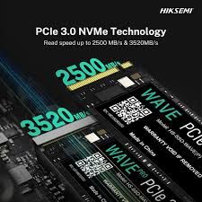 HIKSEMI HS-SSD-WAVE(P) 512G  - PCIe Gen 3 x 4, NVMe, M.2 2280Up to 2500MB/s read speed, 1025MB/s write speed