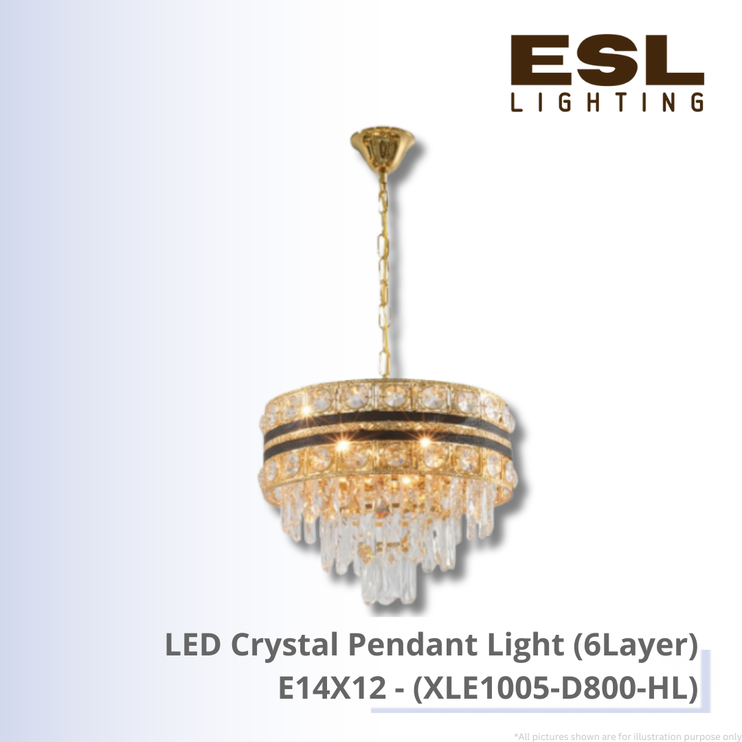 LED Crystal Pendant Light E14X12 (6Layer) - XLE1005-D800-HL