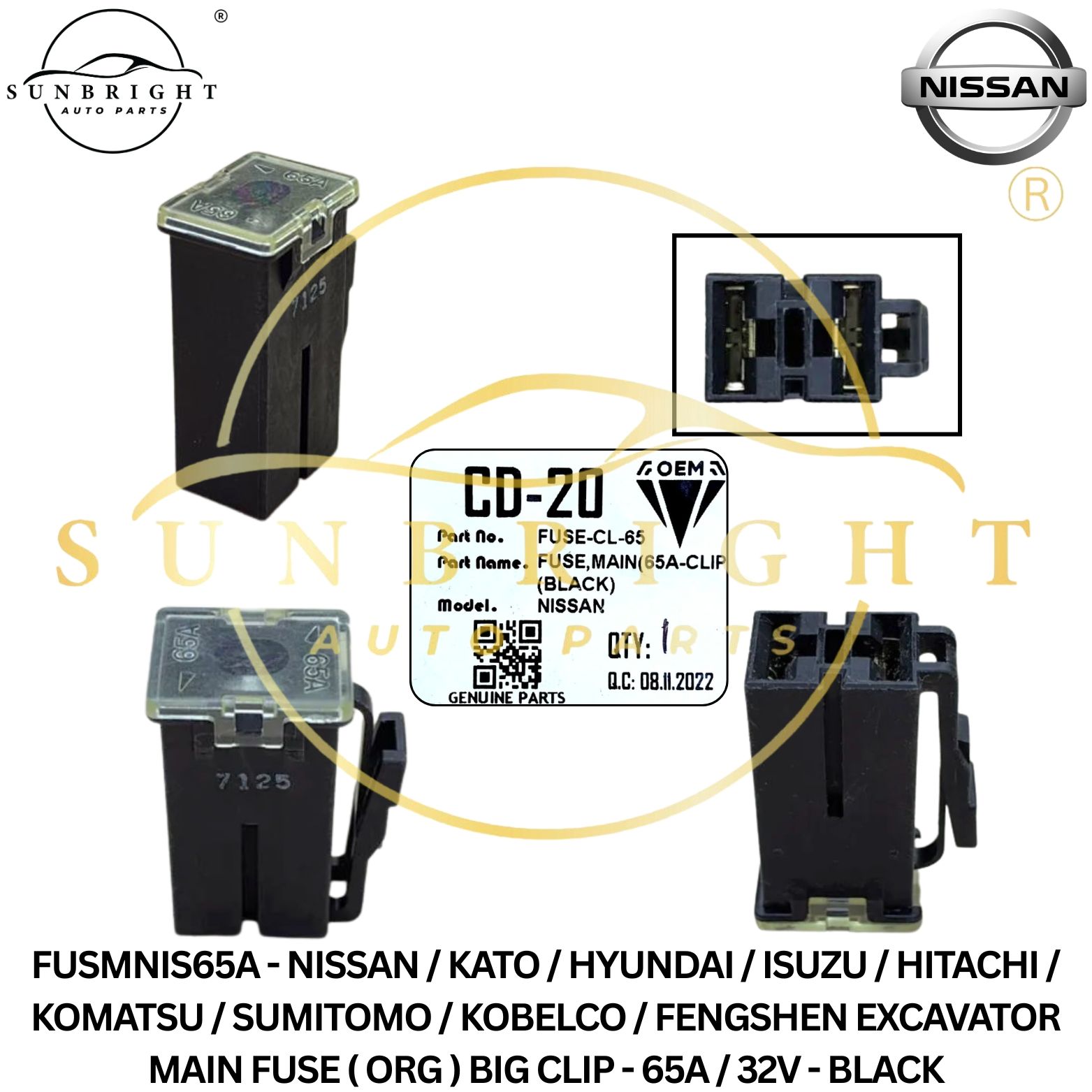 FUSMNIS65A - NISSAN MAIN FUSE ( ORG ) CLIP - 65A - BLACK
