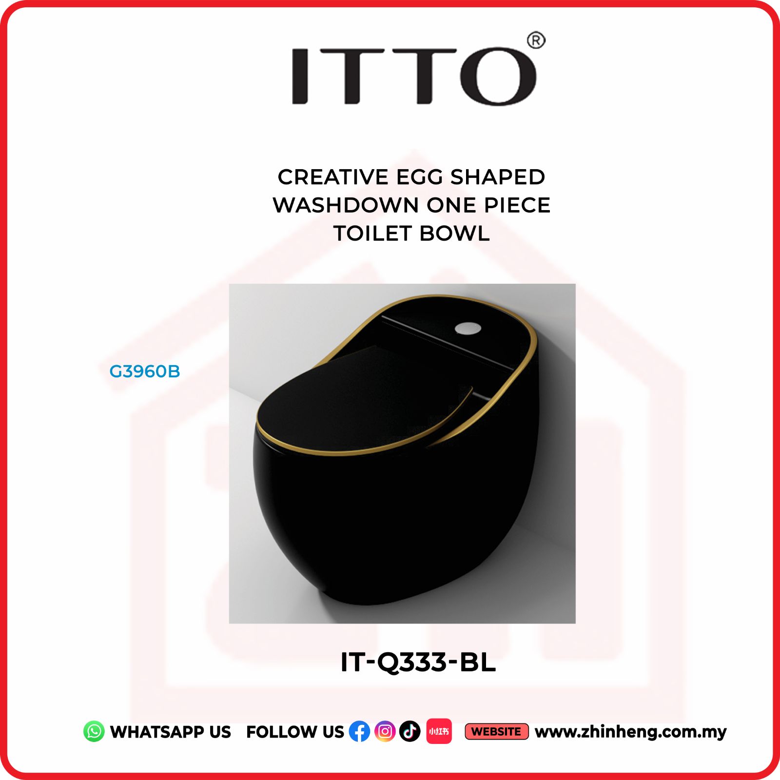CREATIVE EGG SHAPED WASH DOWN  ​​​​​​​ONE PIECE TOILET BOWL  IT-Q333-BL