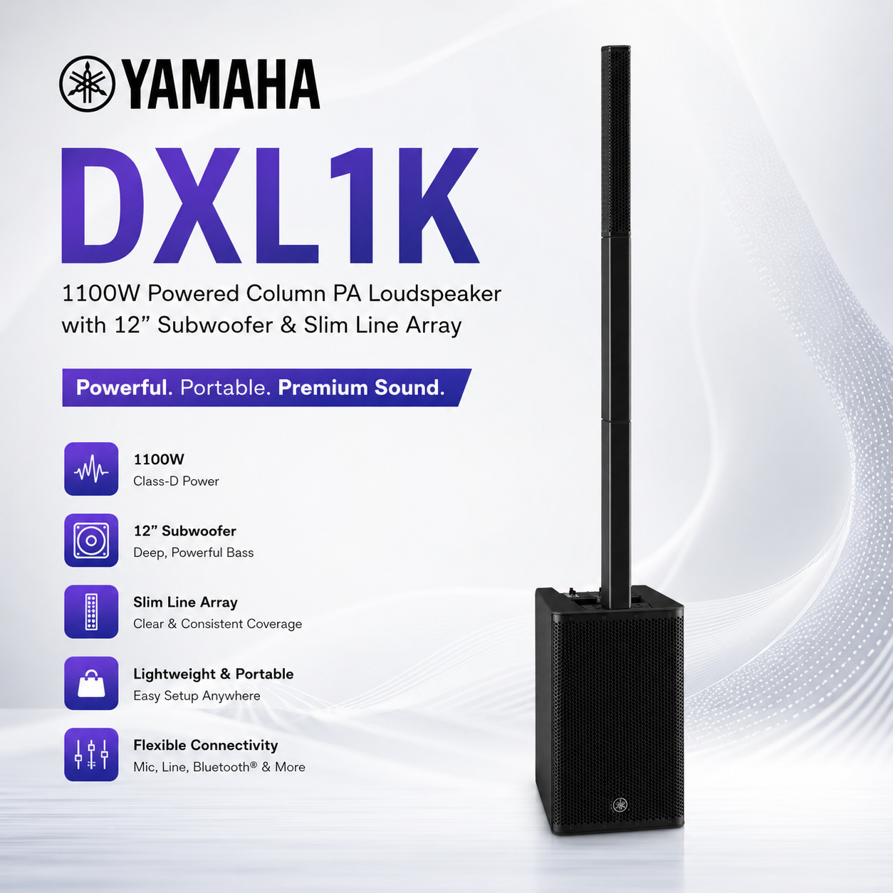 Yamaha DXL1K – Pembesar Suara PA Berkuasa 1100W dengan Subwoofer 12” & Array Garisan Slim
