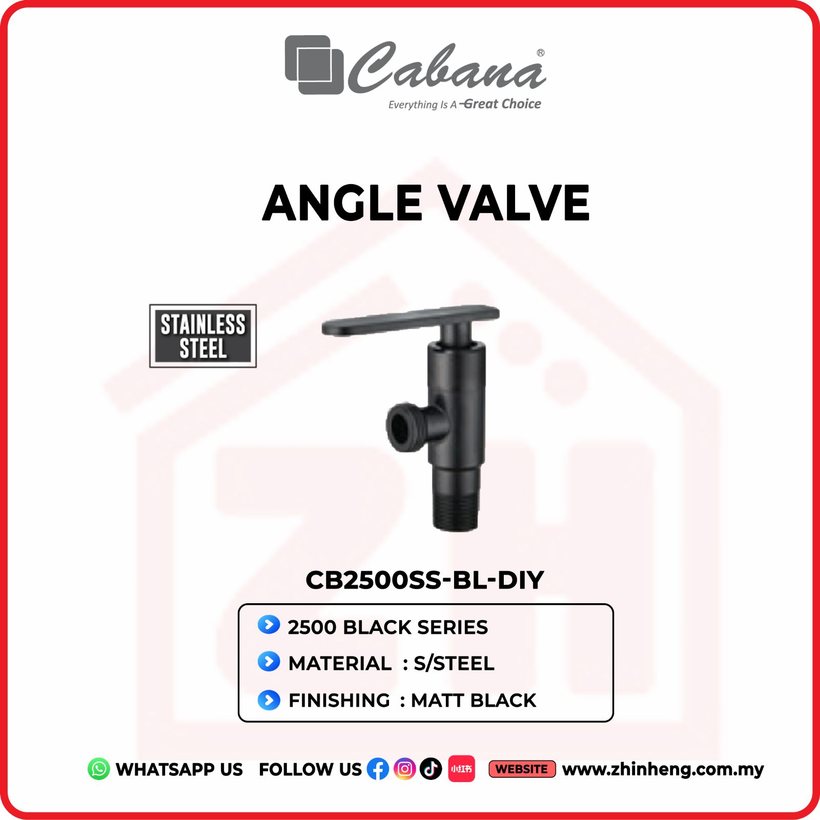 CABANA ANGLE VALVE CB2500SS-BL-DIY
