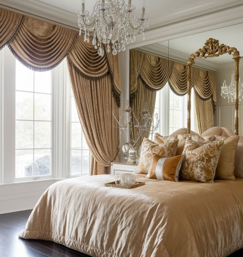 Victorian-Inspired Classic Scallop Curtain with Decorative Valance