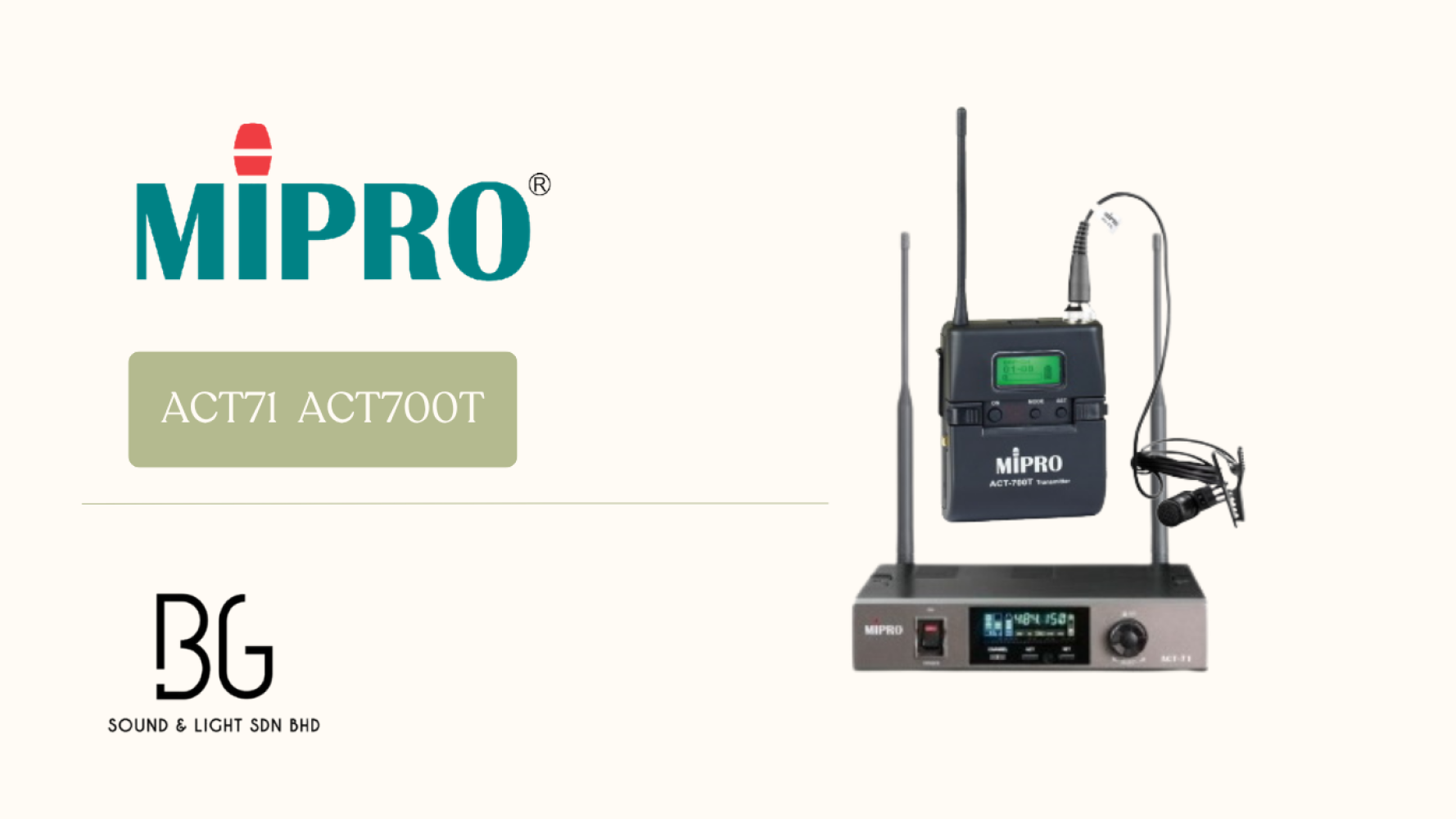 MIPRO ACT-71 Single Channel UHF Wireless Lavalier Microphone System with ACT-700T Bodypack โ Professional True Diversity Receiver