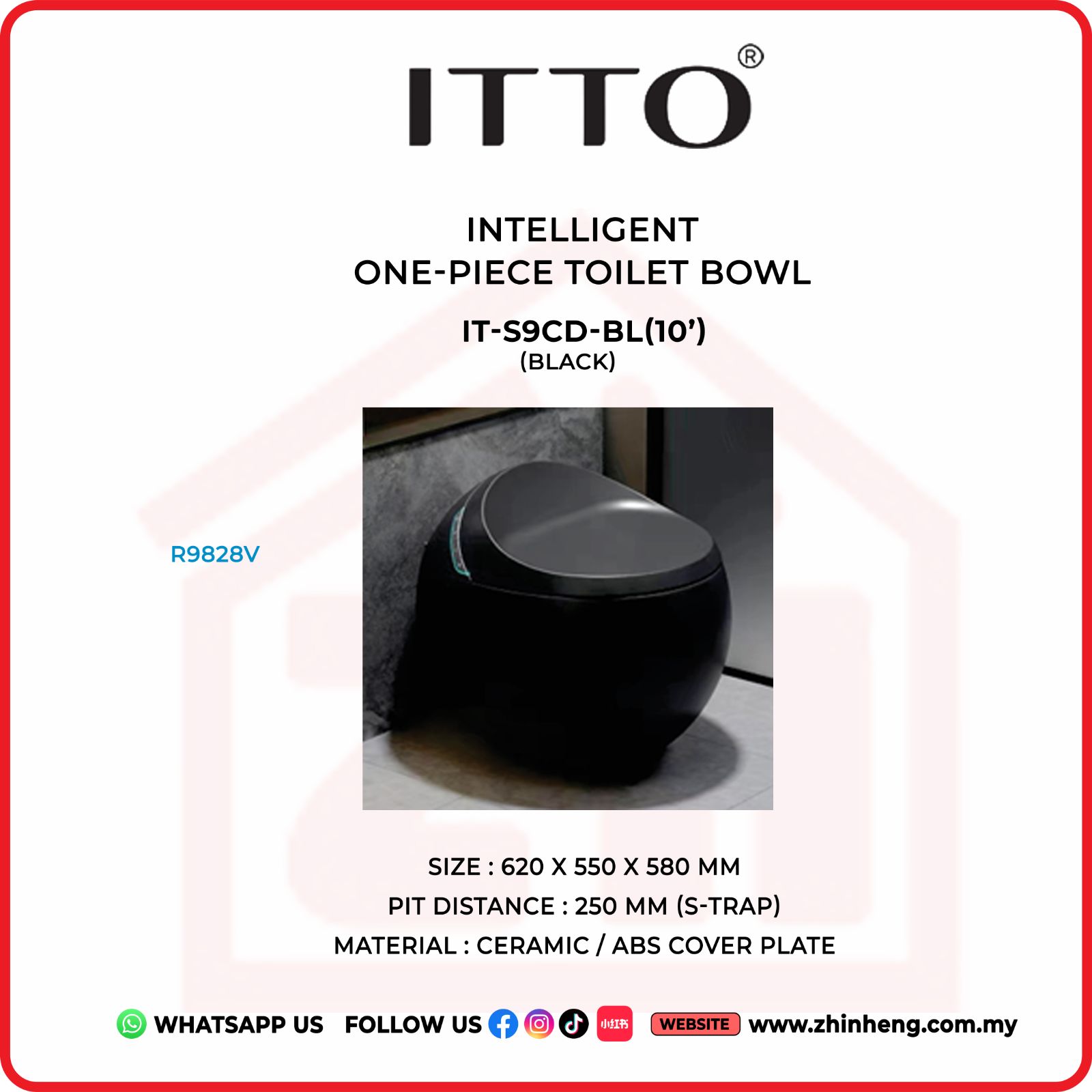 ITTO INTELLIGENT ONE-PIECE TOILET BOWL IT-S9CD-BL(10")