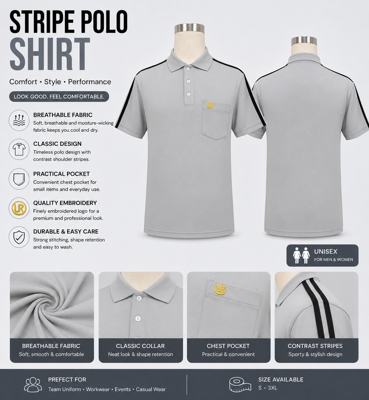 Minimal Stripe Polo Uniform