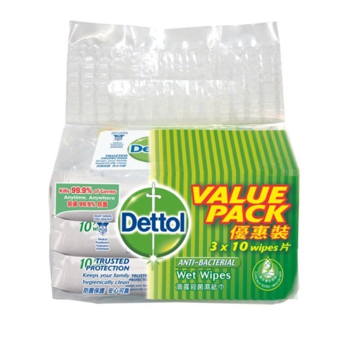 DETTOL ANTI BACTERIAL WET WIPES (8 X 3 X 10'S)