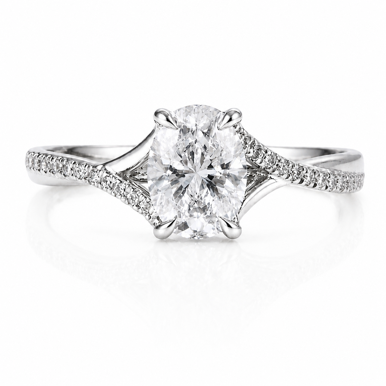 Roman & Co庐 Arlena Oval Solitaire Pav茅 Engagement Ring