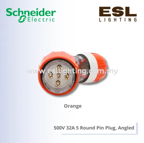 SCHNEIDER S56 Series & 66 Series 500V 32A 5 Round Pin Plug, Angled - S56PA532EO_G15