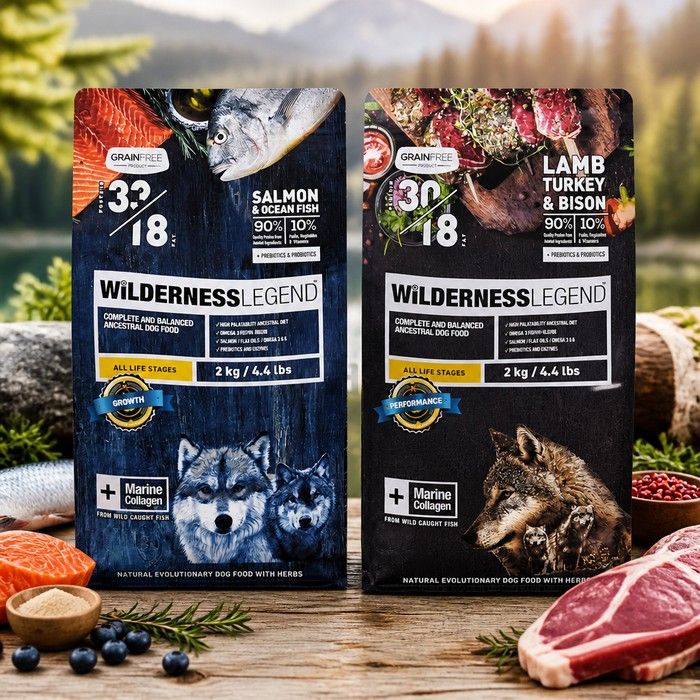 Wilderness Legend Lamb Turkey & Bison Dog Dry Food 2kg - High Protein, Omega 3 & 6, Probiotics