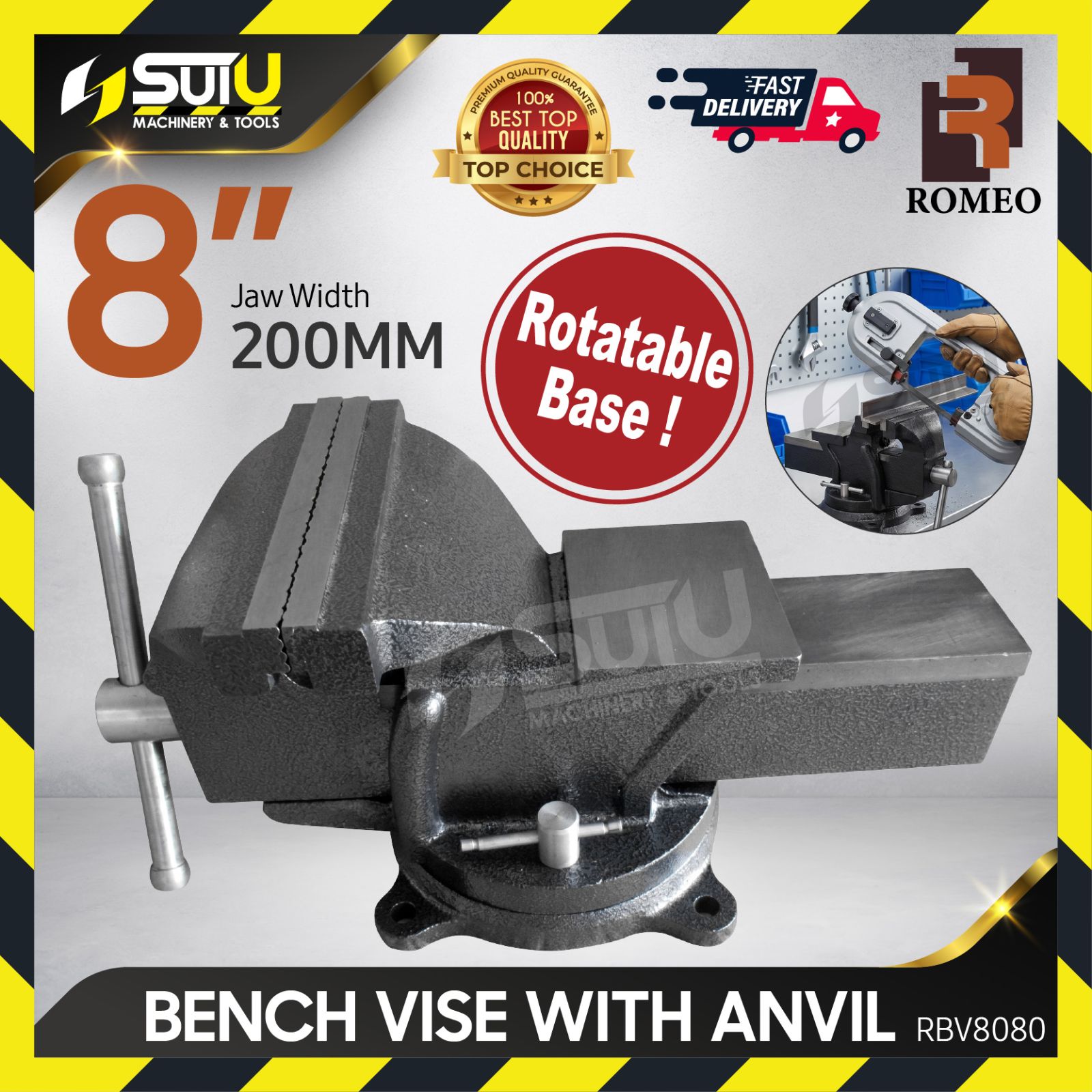 ROMEO RBV8080 8" Bench Vice / Bench Vise with Anvil