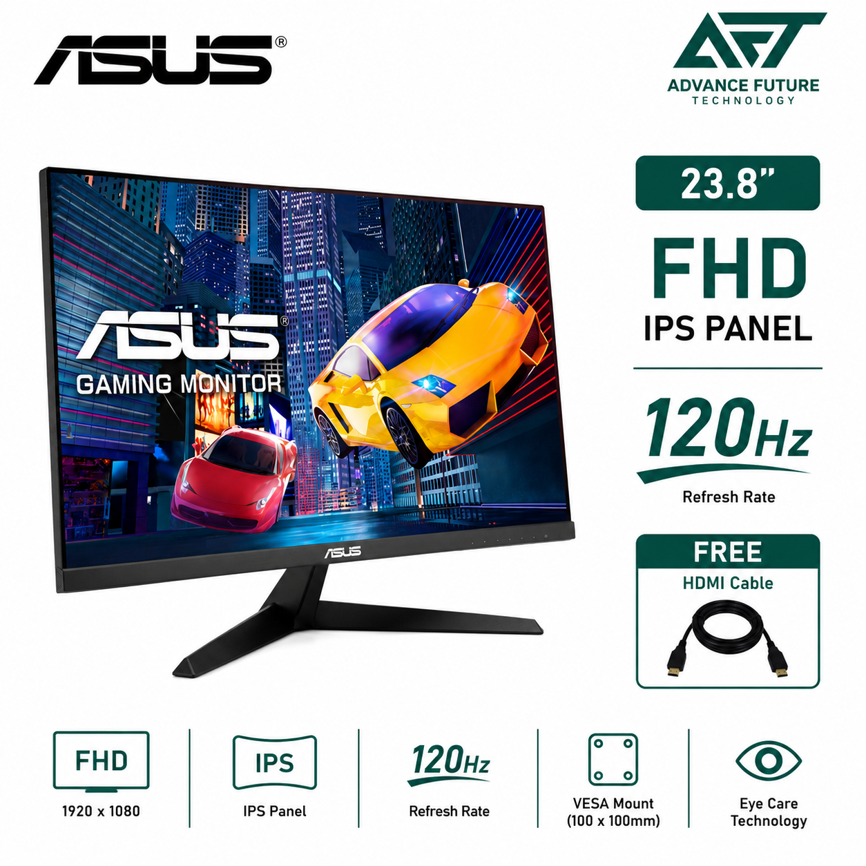 Asus VY249HGR 23.8'' FHD IPS 120Hz Gaming Monitor ( HDMI, VGA, Audio, 3 Years Warranty )