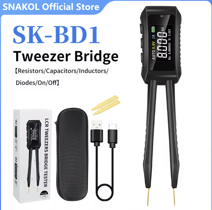 SNAKOL  SK-BD1 digital smart tweezer lcr smd eesr capacitance resistance tester