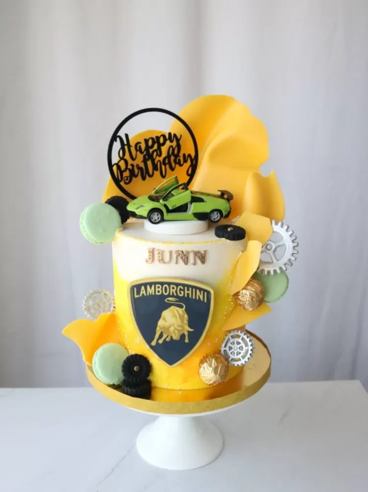 Yellow Lamborghini Car Cake