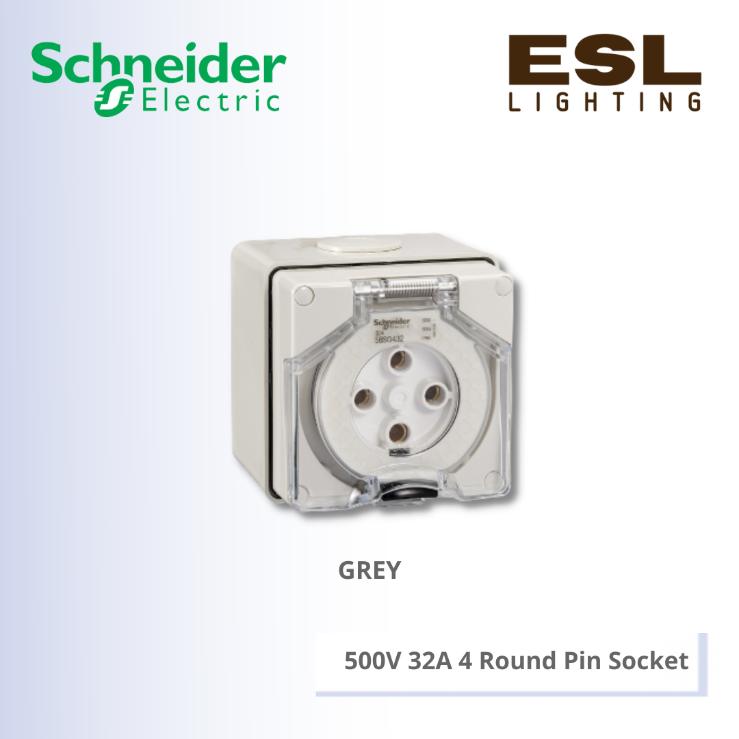 SCHNEIDER S56 Series & 66 Series 500V 32A 4 Round Pin Socket - S56SO432GY