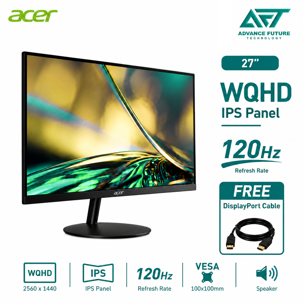 Acer SA272UG0 27'' WQHD IPS 120Hz Flat Monitor ( Speaker, 2x HDMI, DP, 3 Years Warranty )