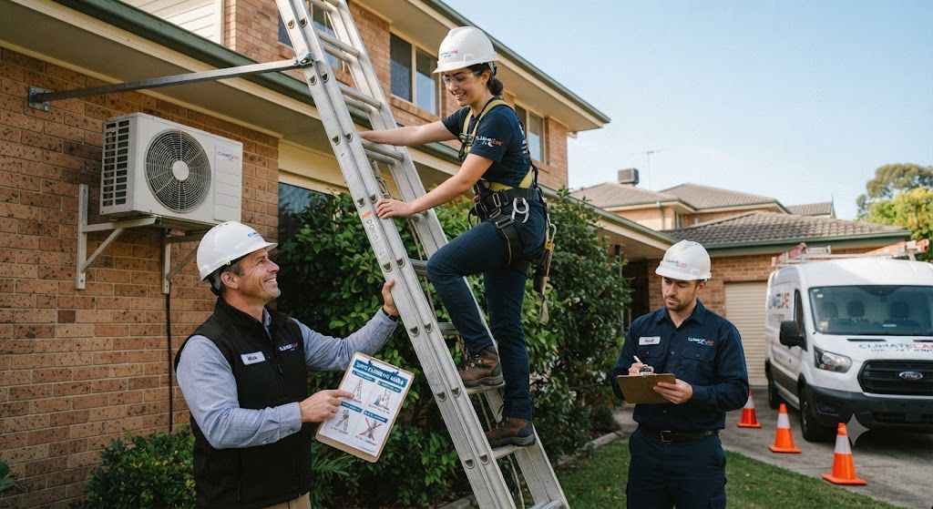 safe climbing techniques for HVAC technicians