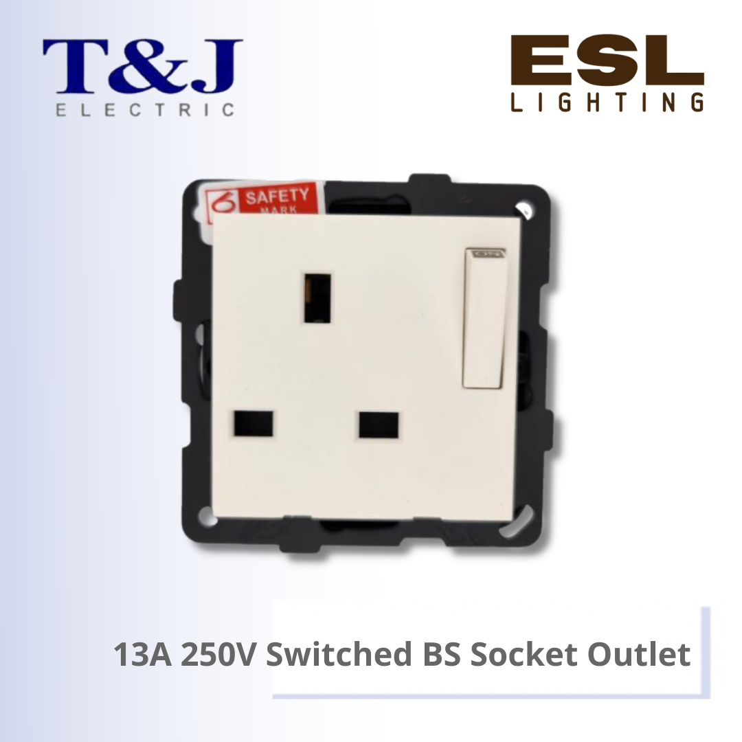 T&J LAVINA"95" SERIES 13A 250V Switched BS Socket Outlet - JC813SA-W-LWH / JC813SA-W-LBL