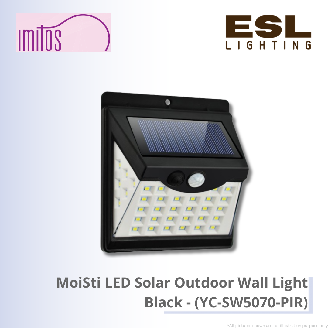 IMITOS MoiSti LED Solar Outdoor Wall Light Black - YC-SW5070-PIR IP65