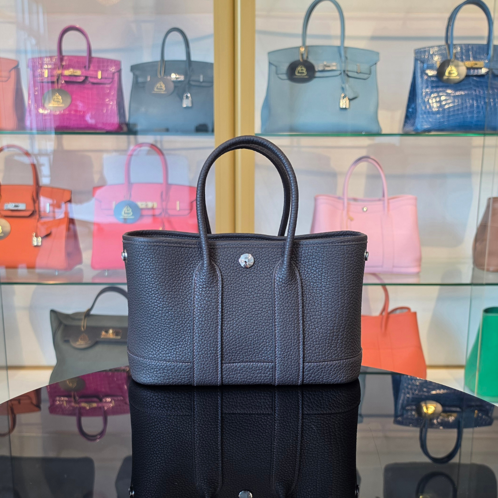 Hermes Neo Garden Party Mini 23 Bai Brun Negonda Palladium Hardware Bag