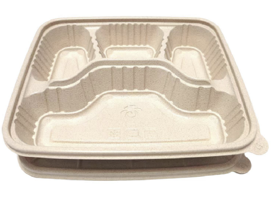 Binsen Green 1000ml Rice Husk with 4 Compartment Bento Box (GQH-419)