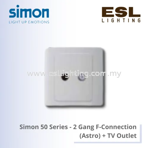 [DISCONTINUE] SIMON 50 SERIES TV Outlets 2 Gang F-Connection (Astro) + TV Outlet - 55119S