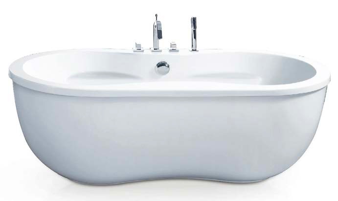 VK-A128 Luxury Acrylic Bathtub with Shower Mixer, Bath Spout & Hand Shower – 1650×850×600mm Freestanding Bath Tub for Modern Bathroom