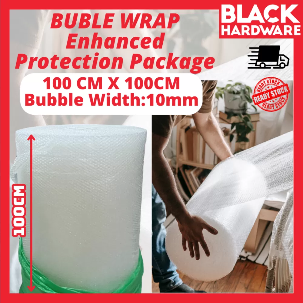 Black Hardware Plastic Extra Inflatable Air Bubble Wrap 1m Roll Borong 泡泡纸 气泡膜 Tube Envelope Packing Air Bag Parcel