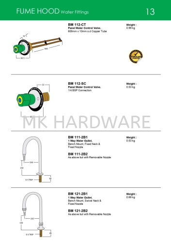 FUME HOOD (WATER FITINGS)