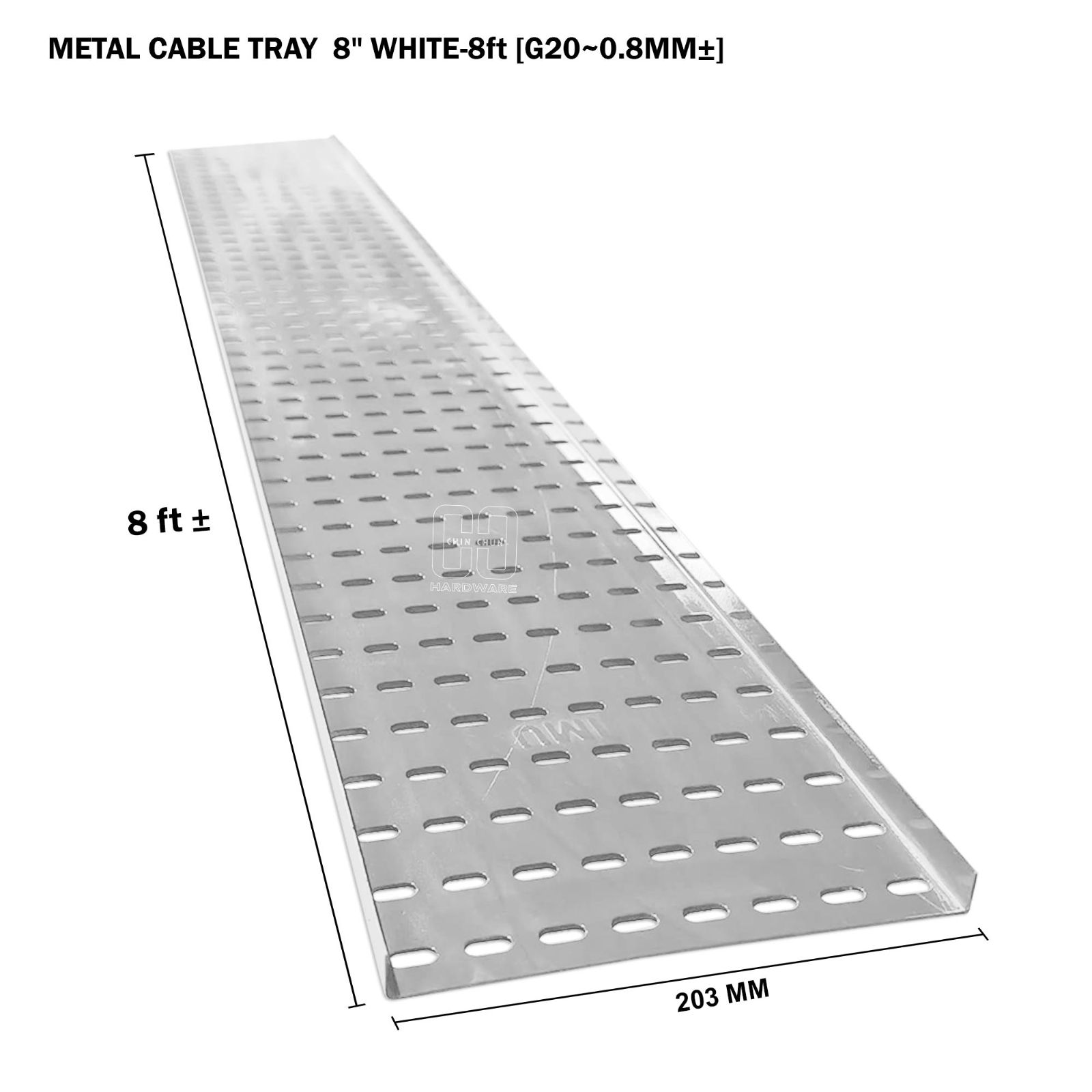 METAL CABLE TRAY 8" WHITE 8ft G20 0.8MM卤
