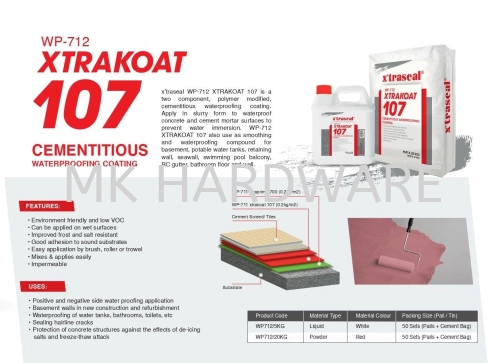 X'TRASEAL WP-712 XTRAKOAT 107 CEMENTITIOUS WATERPROOFING COATING