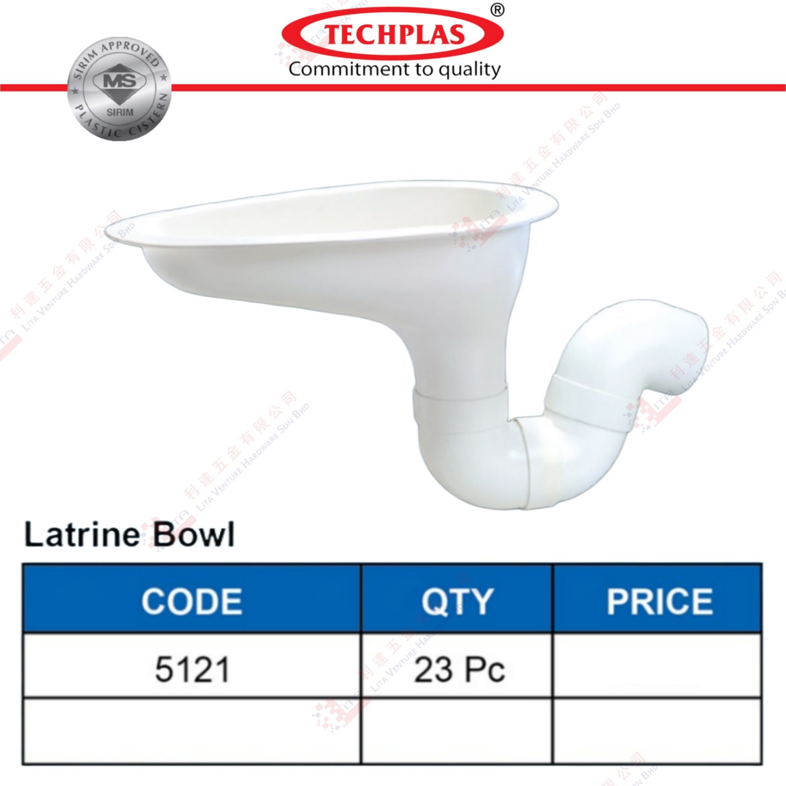 TECHPLAS  BRAND  LATRINE BOWL - 5121