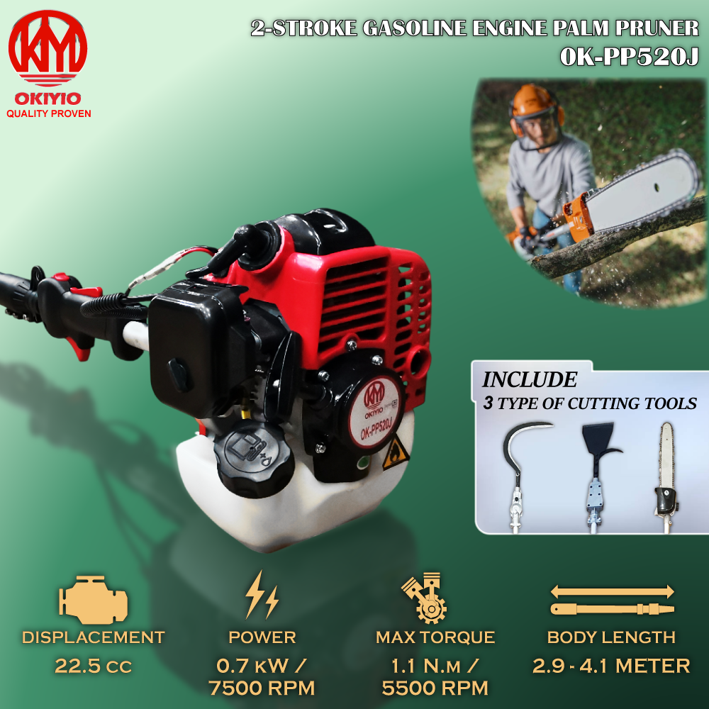 OKIYIO 2 STROKE 22.5CC PALM PRUNER C/W 3 BLADES