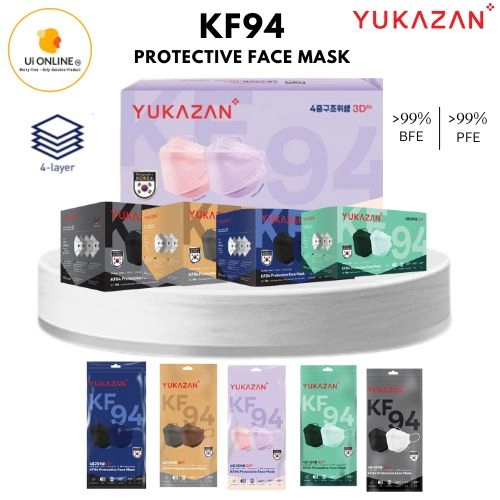 Yuka Zan KF94 4ply Protective Face Mask Antibacterial 3D fit - 50pcs