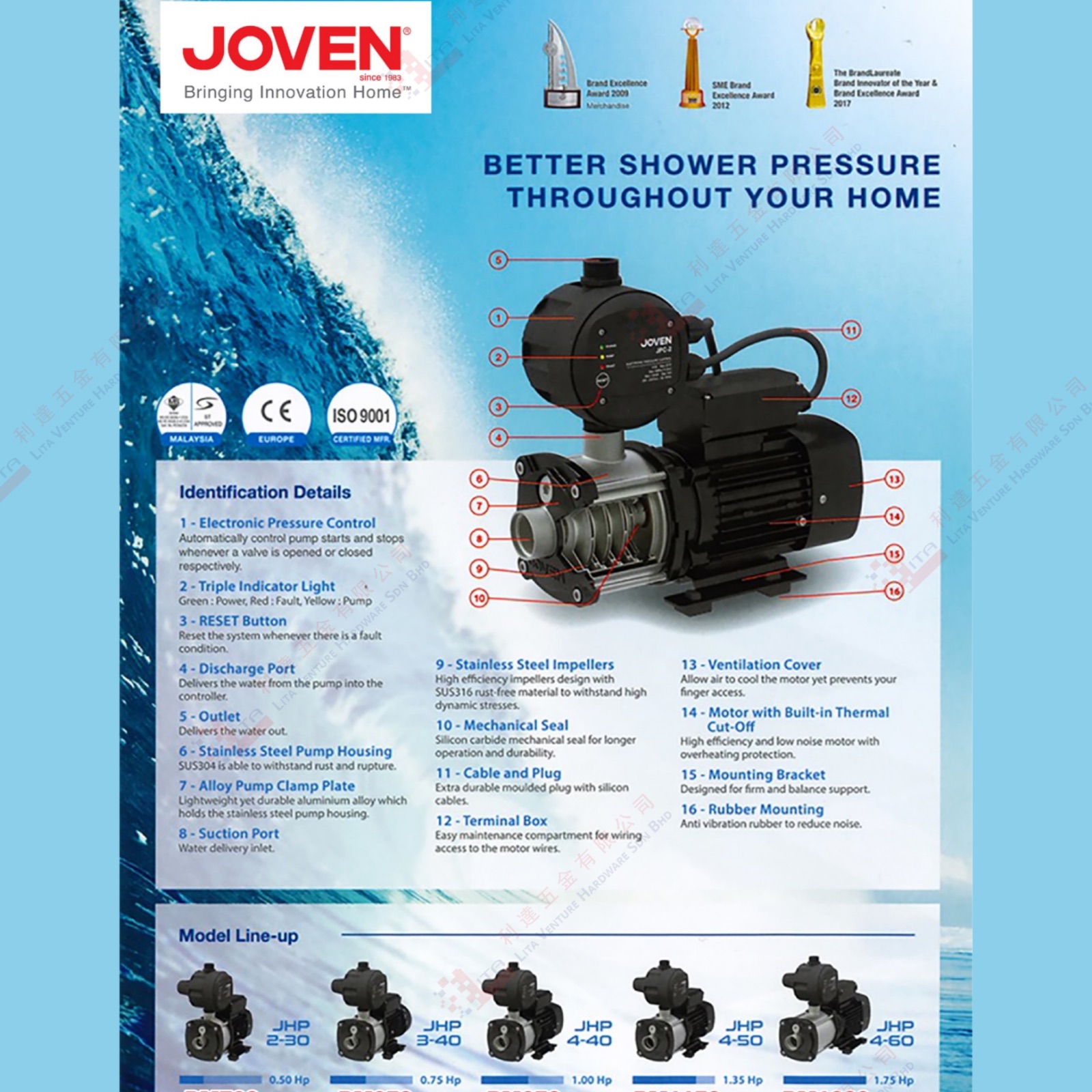 JOVEN BRAND PRESSURE PUMP -  JHP230 JHP340 JHP440 JHP450 JHP460