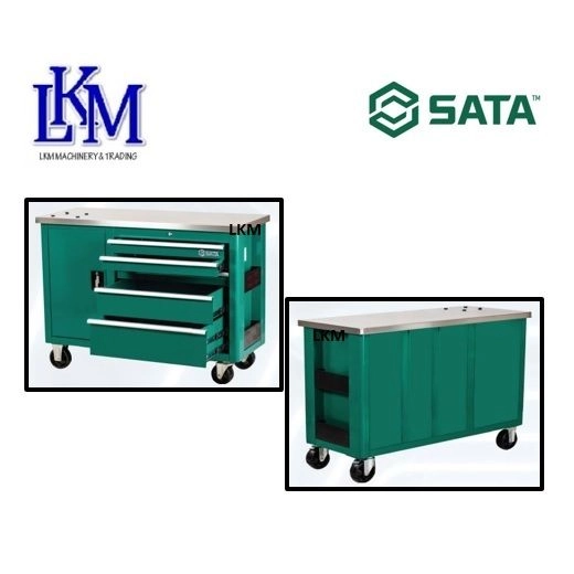 SATA TOOL TROLLEY / SATA 95208V4 DRAWER ROLLER CABINET WITH STAINLESS STEEL WORKBENCH (INCLUDE SATA 70841 4" BENCH VICE)