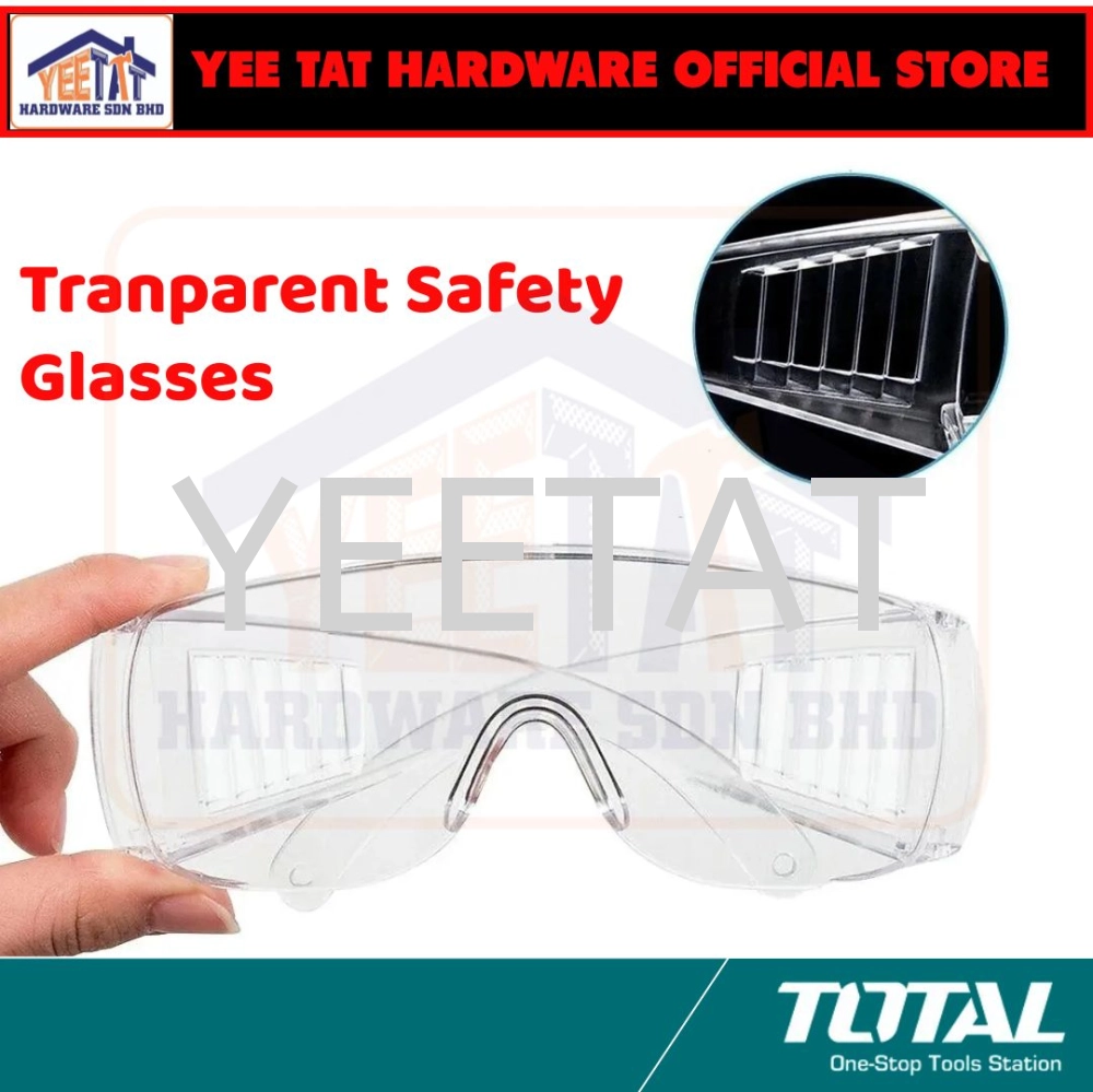 [ TOTAL ] TSP304 SAFETY GOGGLES / Polycarbonate PC Wrapped / Clear And Unrestricted View