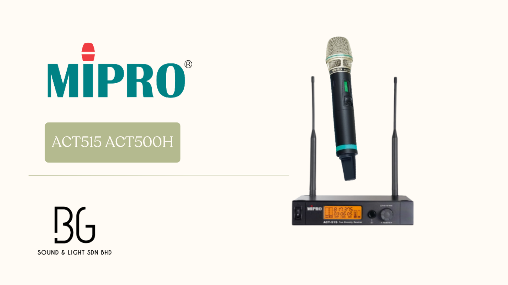 MIPRO ACT-515 Wireless Microphone System + ACT-500H Handheld Mic (UHF Professional Malaysia)