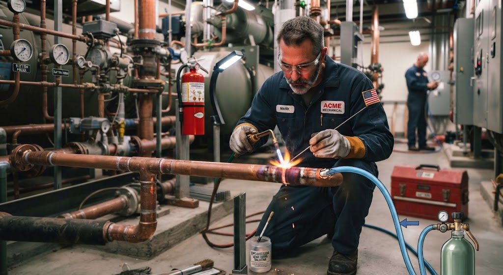 refrigeration piping industrial brazing method HVAC