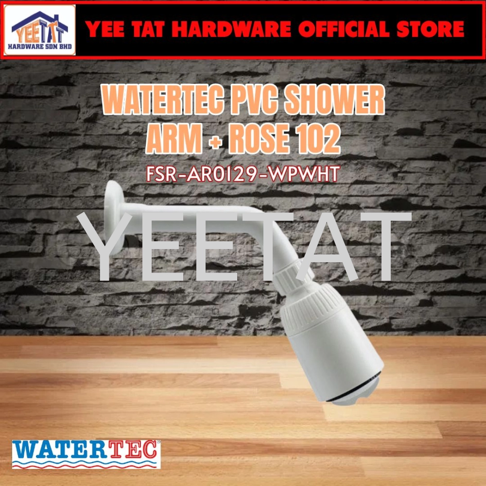 [ WATERTEC ] PVC Shower Arm + Rose 102 (FSR-AR0129-1WPWHT)