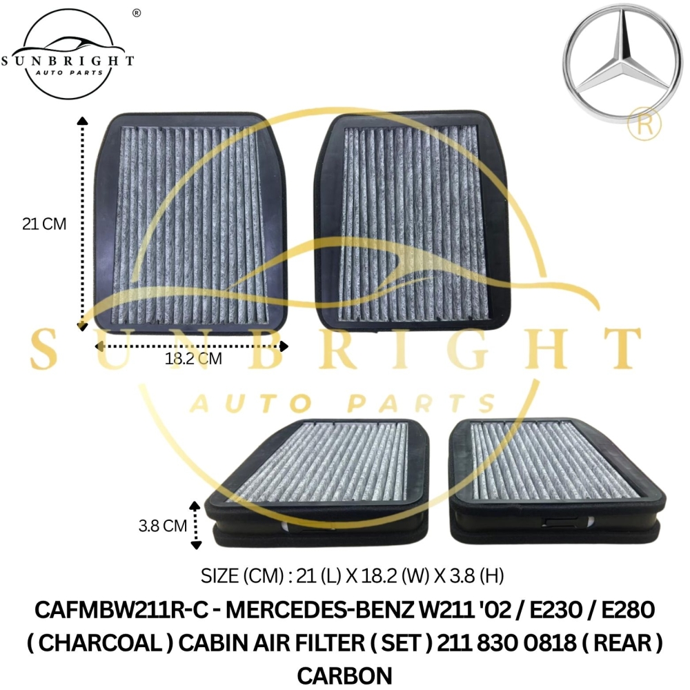 CAFMBW211R-C - MERCEDES-BENZ W211 '02 / E230 / E280 ( CHARCOAL ) CABIN AIR FILTER ( SET ) 211 830 0818 ( REAR ) CARBON