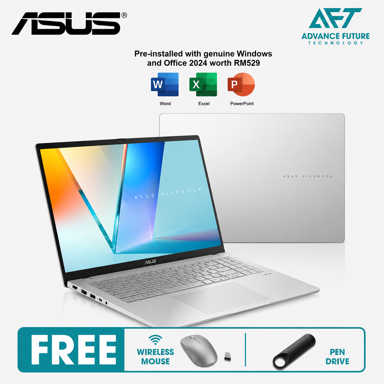 Asus VivoBook S16 S3607Q-ASH146WS 16" WUXGA OLED Laptop Cool Silver ( Snapdragon X1, 16GB, 1TB SSD, Qualcomm, W11, H&S 2024&M365 )