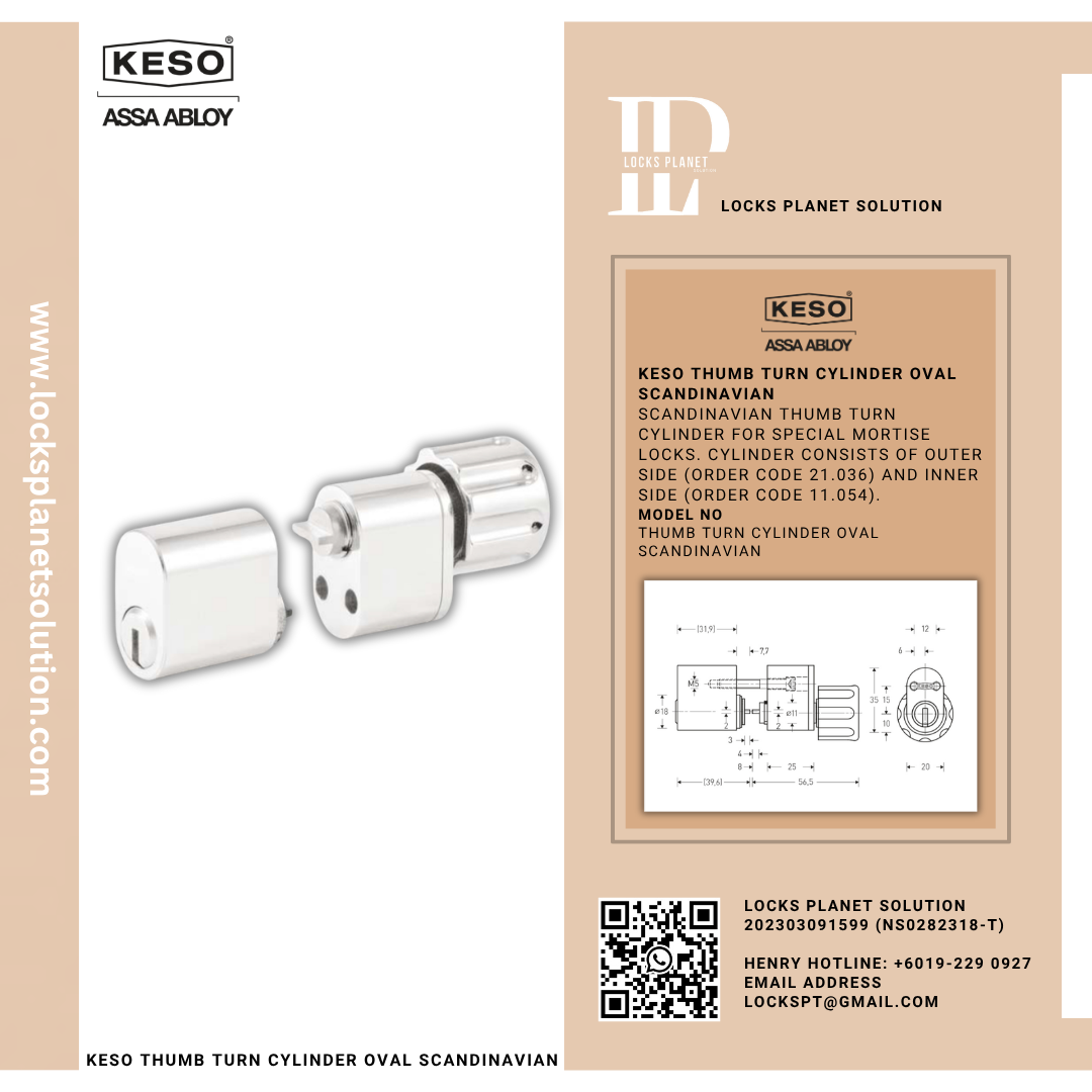 kESO THUMB TURN CLINDER OVAL SCANDINAVIAN