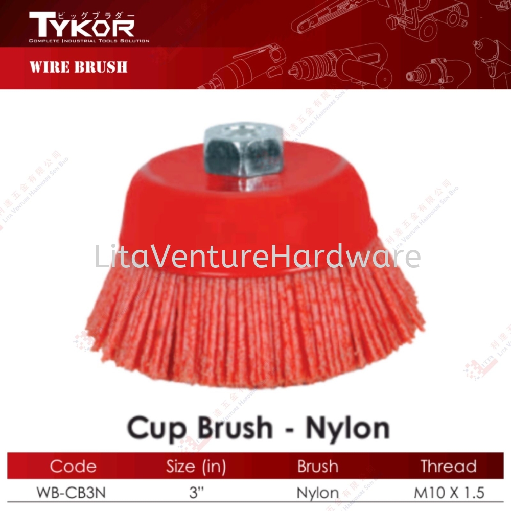 TYKOR BRAND CUP BRUSH NYLON - WBCB3N