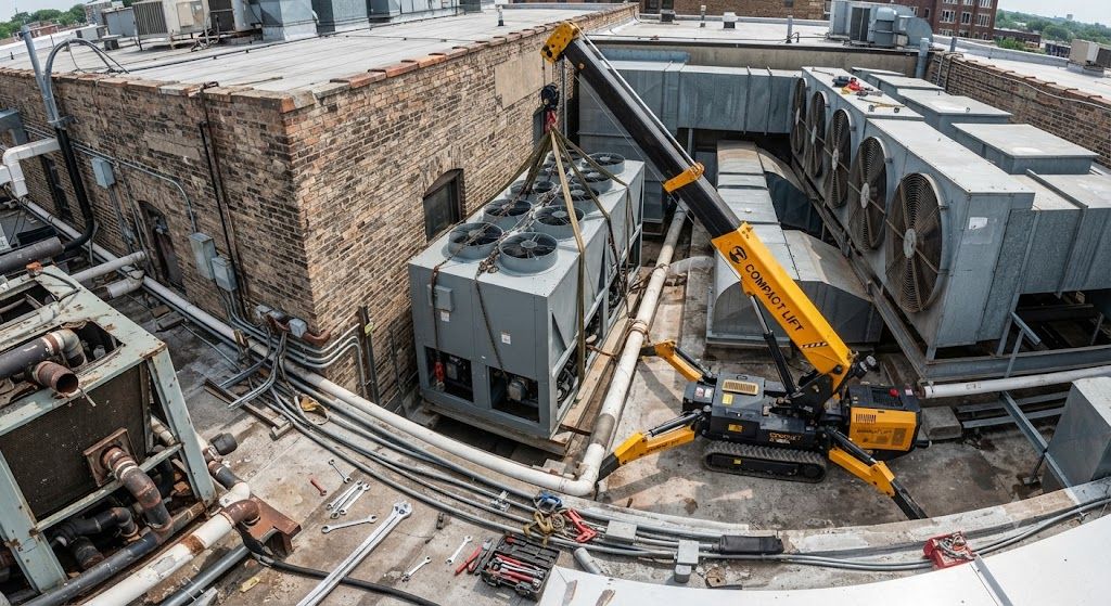 Tight space commercial chiller replacement