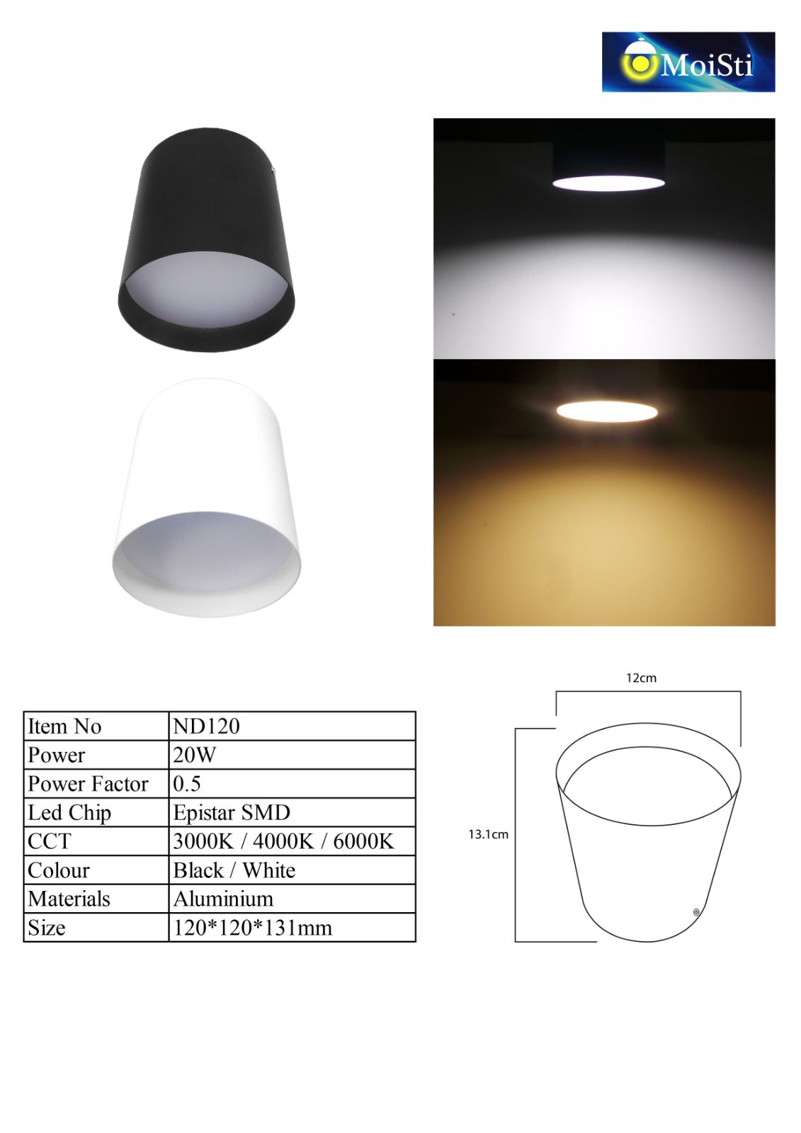 ND120 20W  BK WH