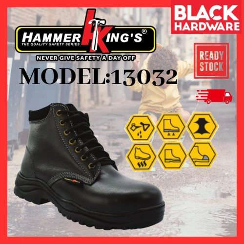 Black Hardware High Cut Safety Shoes Men HAMMER KING Women Safety Boot Men Kasut Kerja Lelaki Kasut Safety Boot Lelaki Chef Shoes Kitchen Shoes Safety Chef Werking Shoes Women Men Kasut Lelaki Kulit Kasut Kesihatan Mid Cut Men Shoes Steel Toe Shoes Safety Boot Zip 厨师鞋 鞋子 工业鞋 做工鞋