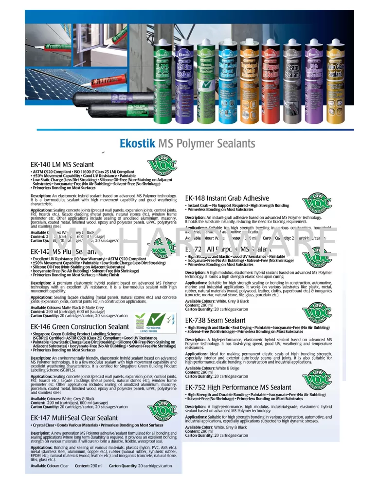 EKOSTIK - MS POLYMER SEALANTS