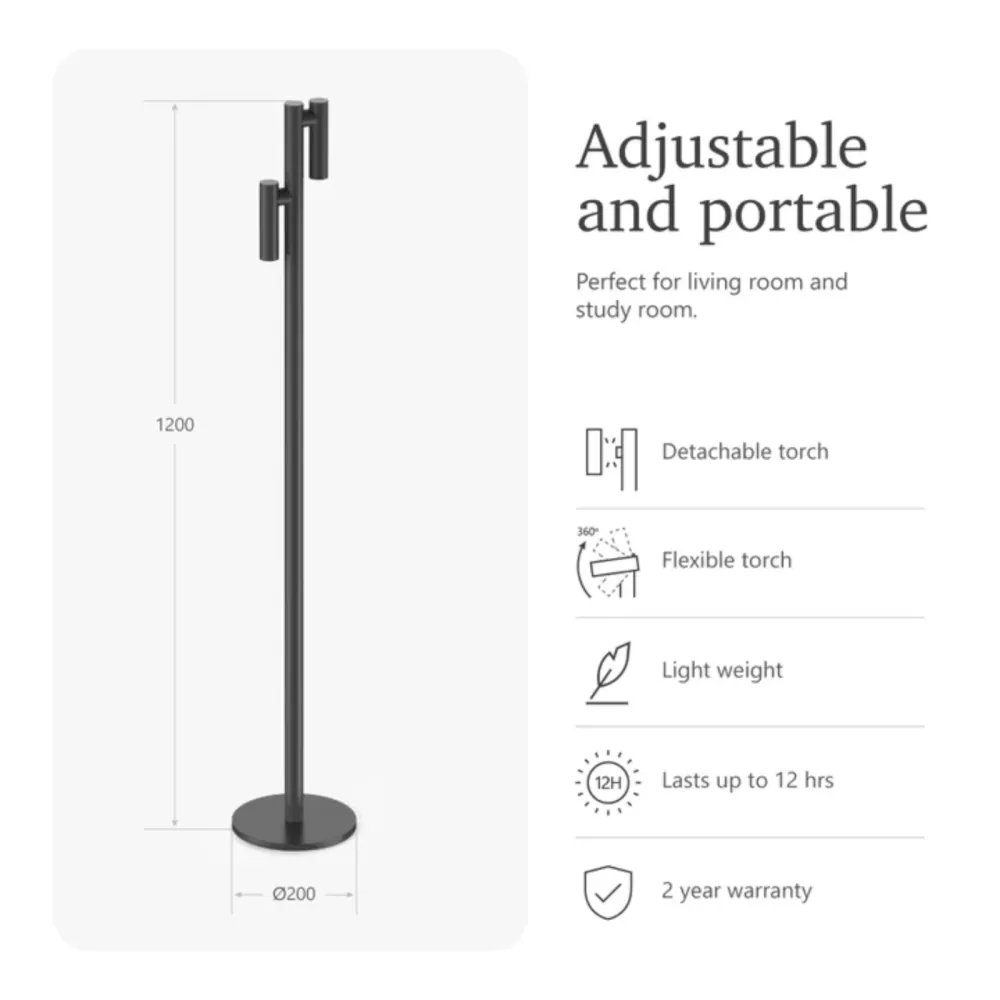 UBIQUA ZOOM FLOOR TWIN 2.2W 3.7V 3000K IP54 360D DIMMABLE LED RECHARGEABLE TABLE LAMP