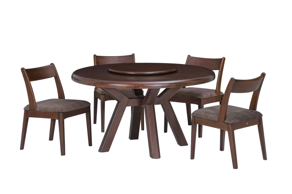 YU Solid Round Dining Table & Summer Cushion Seat Dining Chair